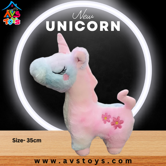 AVS Soft Plush Unicorn in Rainbow Fur Animal Soft Toy 35cm