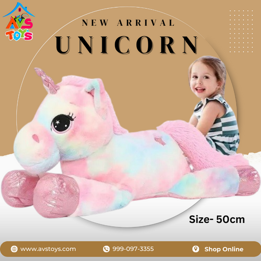 AVS New Soft & Cute Sleeping Unicorn in Rainbow Fur 50cm