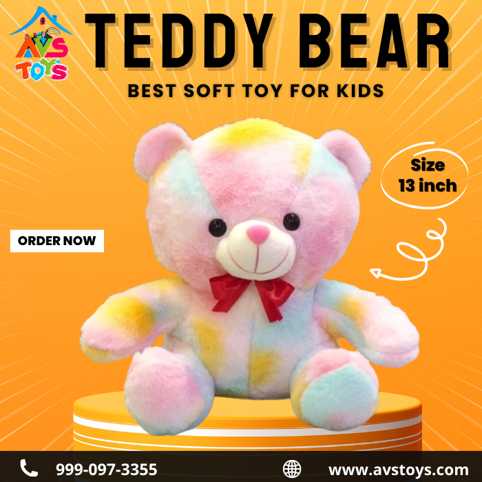AVS New Soft and Plushy Teddy bear For kids 13 inch (Rainbow)