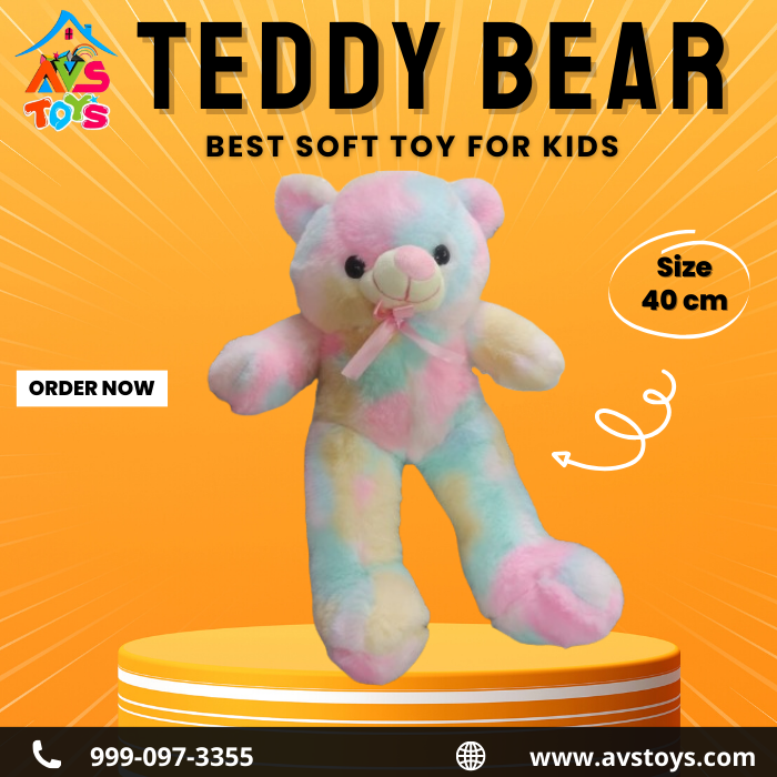 AVS Delightful and Alluring Teddy bear for kids 40cm (Rainbow)