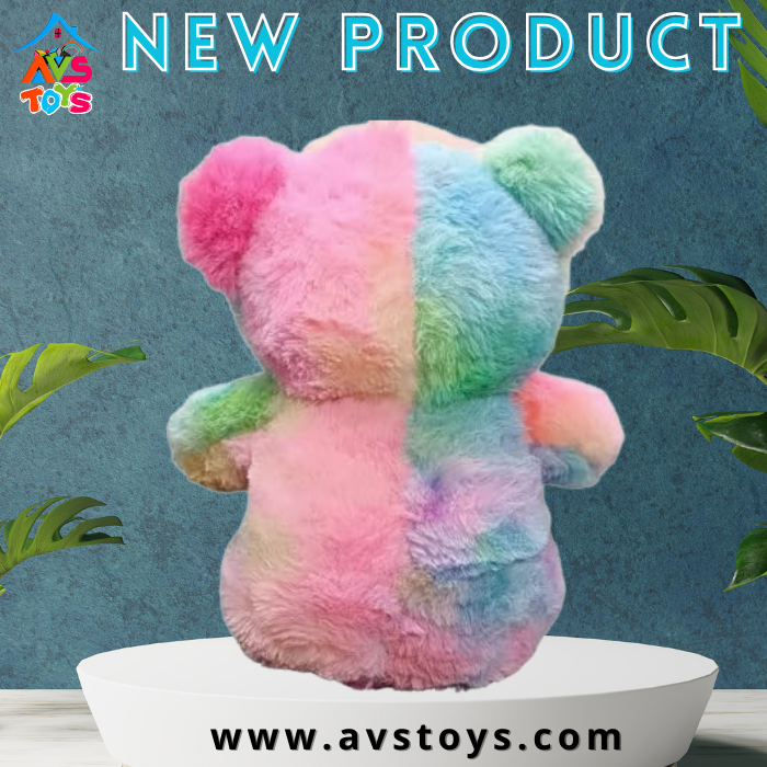 AVS New Teddy Bear in Rainbow rabbit fur For kids 9 inch
