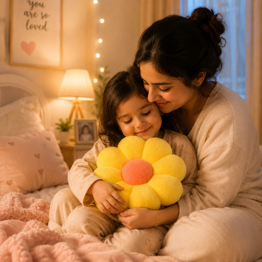AVS 35cm Daisy Plush Floor Sunflower Shaped Pillow 8 Petal (Yellow Color)