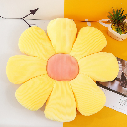 AVS Custom Cute Sun Flowers Plush Pillow - 35 cm (Yellow Color)