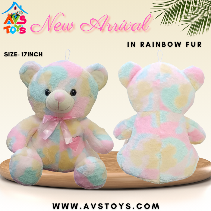 AVS New Teddy Bear in Rainbow Fur Plush Toy 17 inch