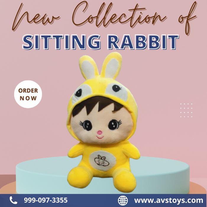 AVS New Adorable Sitting rabbit Soft toy For Kids 23cm (Yellow)