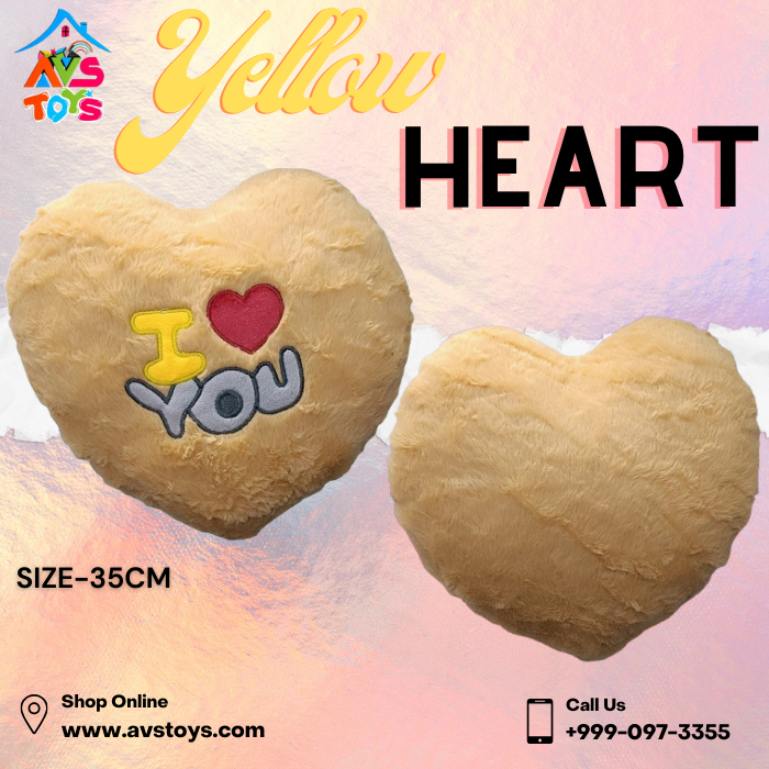 AVS Soft Adorable Plush Heart Size-35 cm For Kids & Adults (yellow)