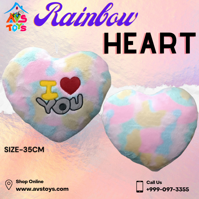 AVS Soft Adorable Plush Heart Size-35 cm For Kids & Adults (Rainbow)