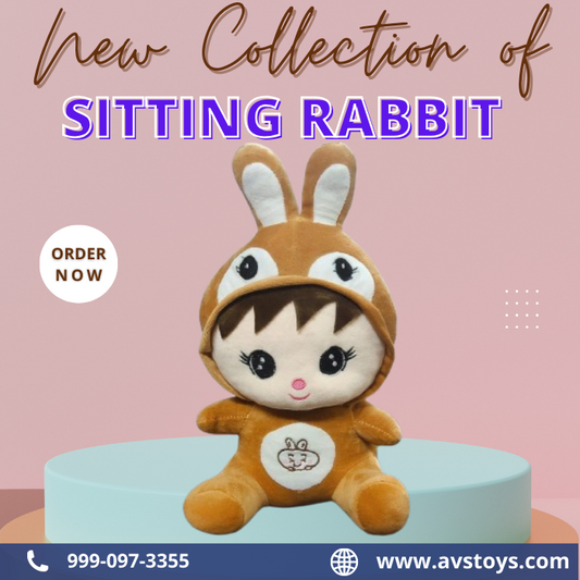 AVS New delightful Sitting Rabbit Plush toy for kids 23cm (Brown)