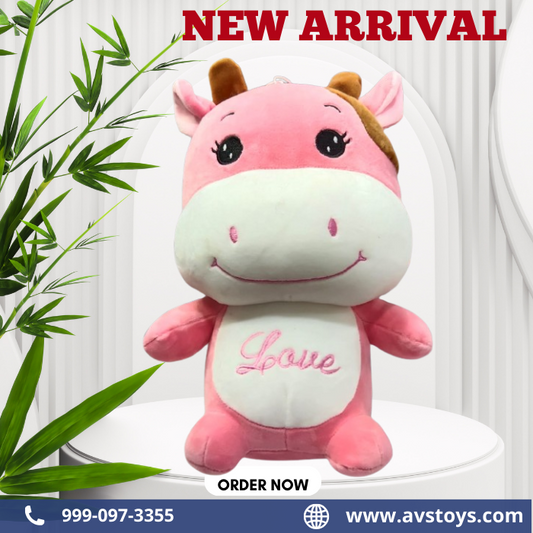 AVS New Adorable and cute Plush Cow for kids 30cm (Pink)