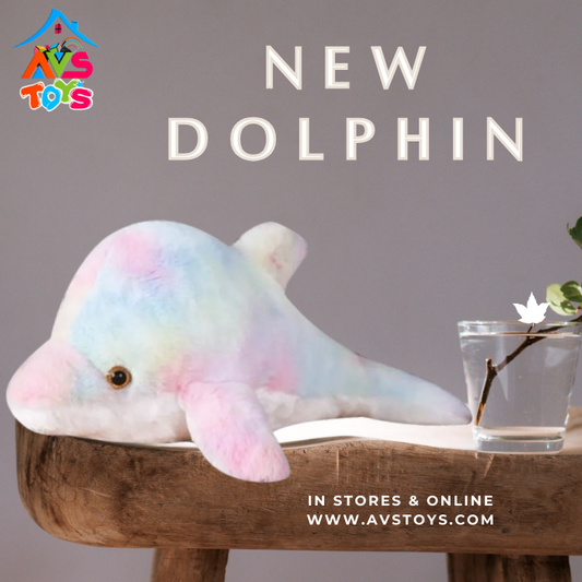AVS Dolphin Plush Rainbow Soft Stuffed Animal Toy 20cm