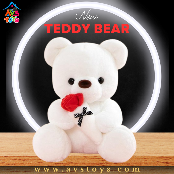 AVS New Teddy Bear with Carrot Plush Toy For Kids 9 inch (White)