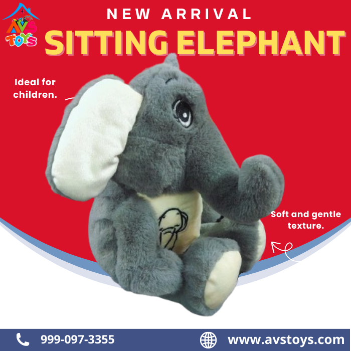 AVS New Adorable and Cute Elephant Soft toy For Kids 30cm (Gray)