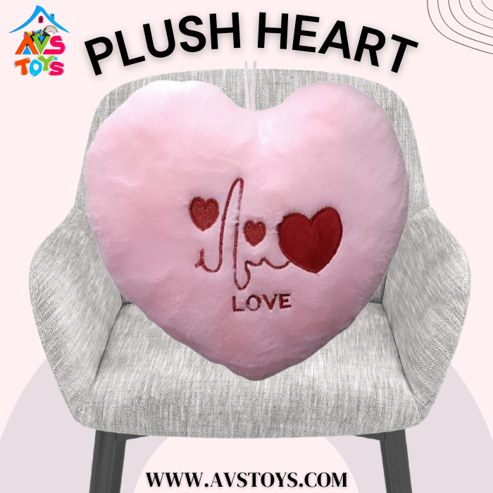 AVS Soft Adorable Plush Heart Size-35 cm For Kids & Adults (pink)