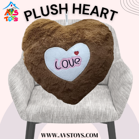 AVS Soft Adorable Plush Heart Size-35 cm For Kids & Adults (Brown)