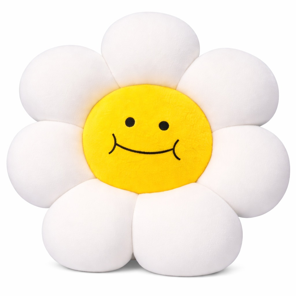 AVS 40cm Smiley Daisy Plush Floor Sunflower Shaped Pillow 7 Petal White color