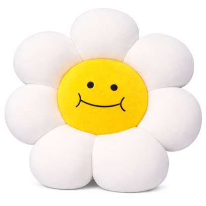 AVS 40cm Smiley Daisy Plush Floor Sunflower Shaped Pillow 7 Petal White color