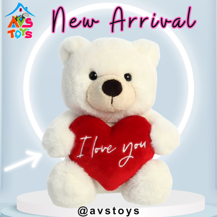 AVS New Teddy Bear with Heart Plush Toy For Kids 9 inch (White)