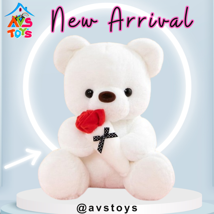 AVS New Teddy Bear with Carrot Plush Toy For Kids 9 inch (White)