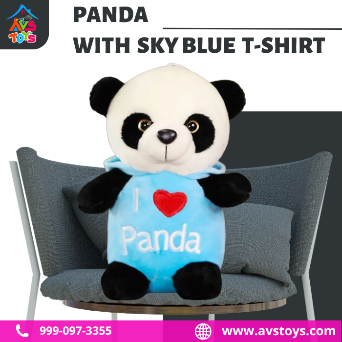 AVS New And Cute Panda with Sky blue T-shirt For kids