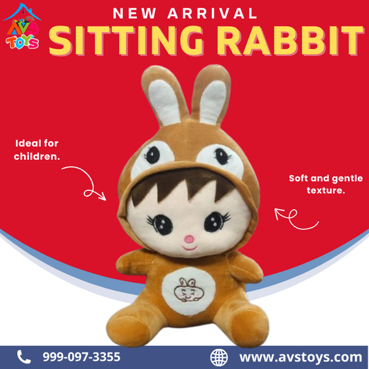 AVS New delightful Sitting Rabbit Plush toy for kids 30cm (Brown)
