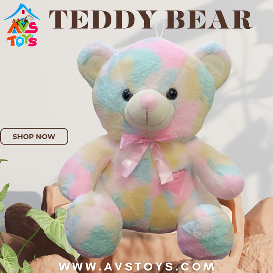 AVS New Teddy Bear in Rainbow Fur Plush Toy 17 inch