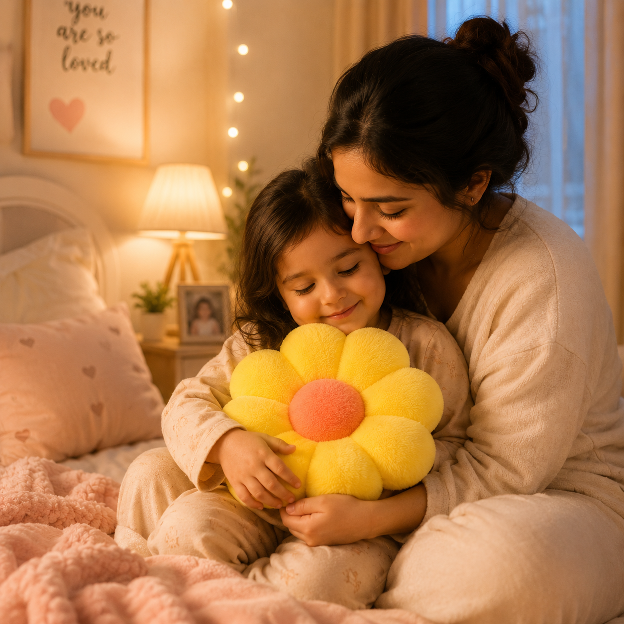 AVS 35cm Daisy Plush Floor Sunflower Shaped Pillow 8 Petal (Yellow Color)