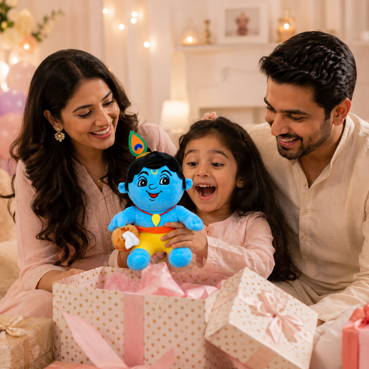 AVS Baby Krishna Plush Toy With Music Mantra with Makhan Pot (25cm)
