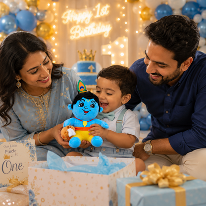 AVS Baby Krishna Plush Toy With Music Mantra with Makhan Pot (25cm)