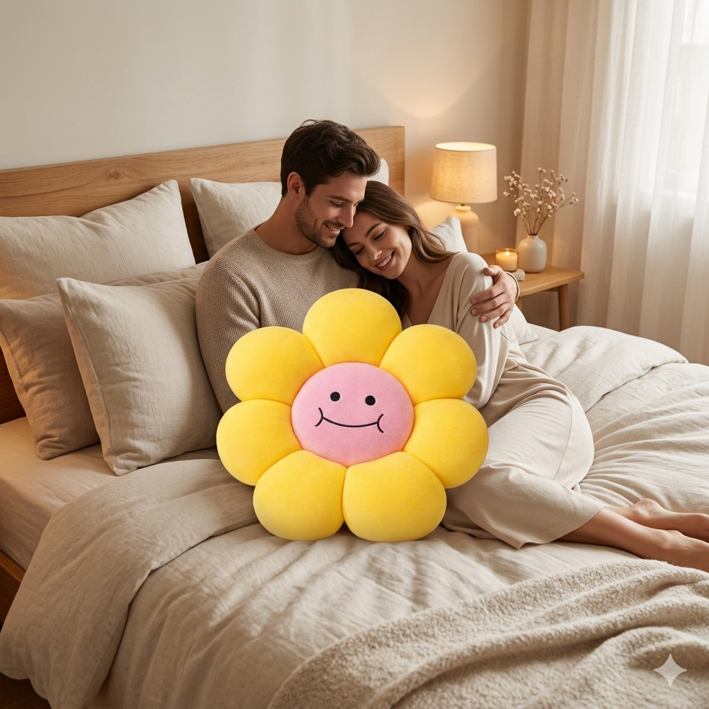 AVS 40cm Smiley Daisy Plush Floor Sunflower Shaped Pillow 7 Petal