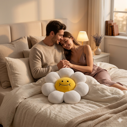 AVS 40cm Smiley Daisy Plush Floor Sunflower Shaped Pillow 7 Petal White color