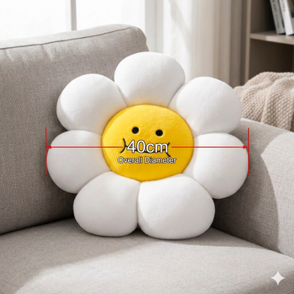 AVS 40cm Smiley Daisy Plush Floor Sunflower Shaped Pillow 7 Petal White color