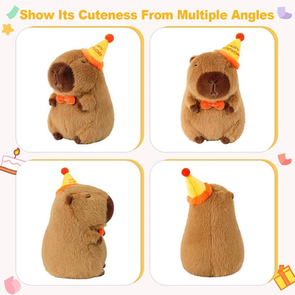 AVS Capybara Plush Toy 25cm Happy Birthday Cap Ultra Soft Huggable