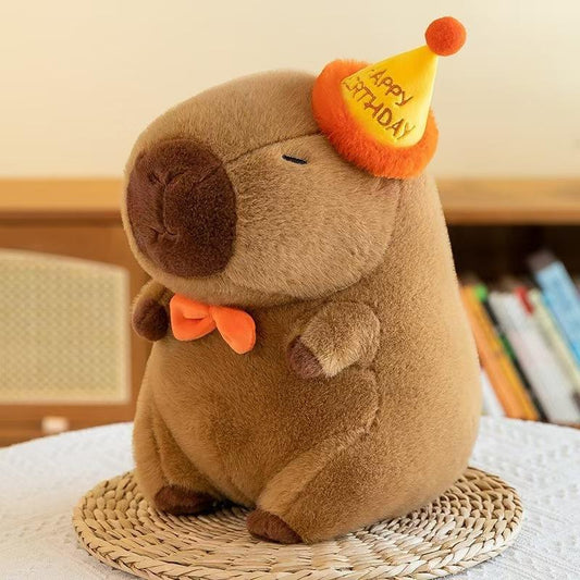 AVS Capybara Plush Toy 25cm Happy Birthday Cap Ultra Soft Huggable