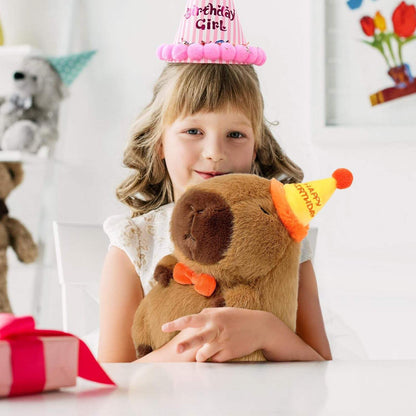 AVS Capybara Plush Toy 25cm Happy Birthday Cap Ultra Soft Huggable