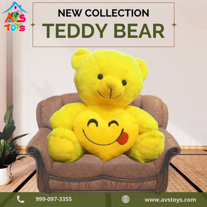 AVS New Soft And Adorable Teddy Bear Plush Toy for Kids 35cm (Yellow)