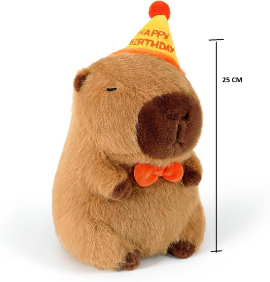 AVS Capybara Plush Toy 25cm Happy Birthday Cap Ultra Soft Huggable