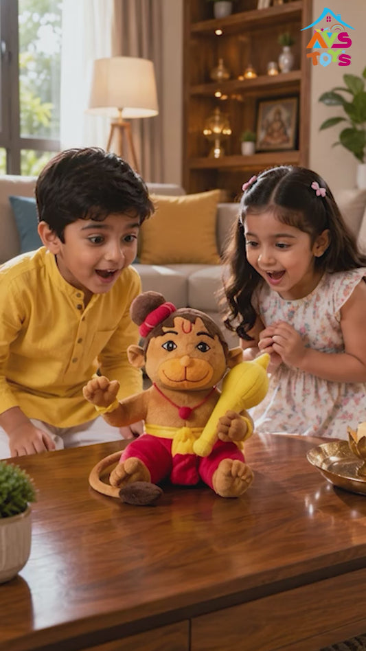 AVS Baby Hanuman Plush Soft Toy with mantra chanting – 25 cm Cute